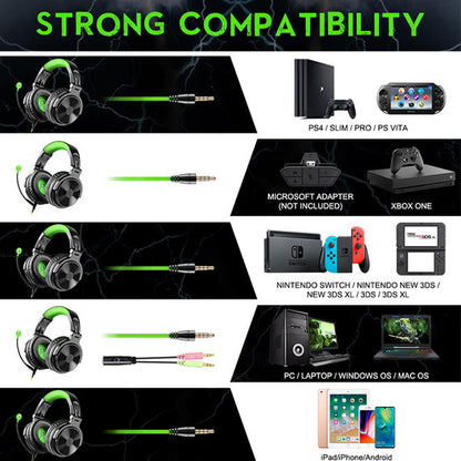 Oneodio Pro-G Gaming Headset with Microphone Over Ear Headphone with Mic - Green (Pro G)