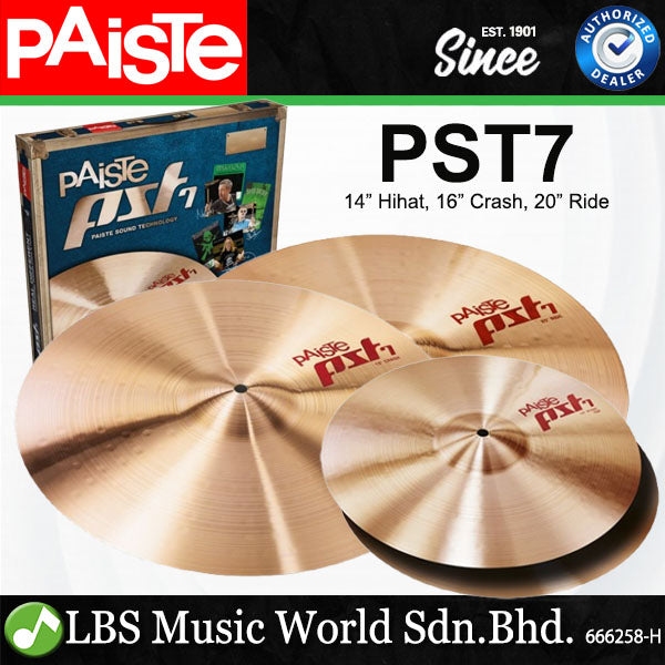 Paiste PST7 Universal Cymbal Set Pack - 14" Hi-hat, 16" Crash, 20" Ride