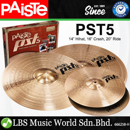 Paiste PST5 Universal Cymbal Set Pack - 14" Hi Hat, 16" Crash, 20" Ride