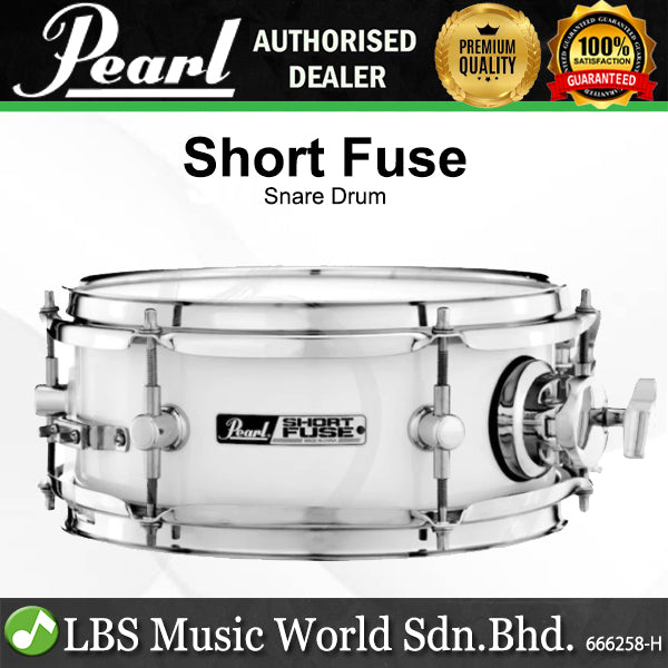 Pearl SFS10/C 10 x 4.5 Inch Short Fuse Snare Drum with Mount - Pure White (SFS10C33)