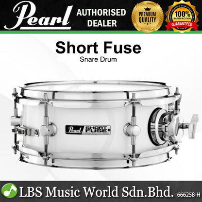Pearl SFS10/C 10 x 4.5 Inch Short Fuse Snare Drum with Mount - Pure White (SFS10C33)