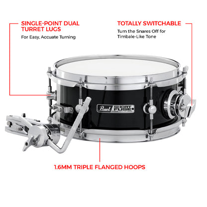 Pearl SFS10/C 10 x 4.5 Inch Short Fuse Snare Drum with Mount - Pure White (SFS10C33)