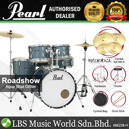 Pearl RS525SB/C Roadshow 5 Pieces Drum Set with Istanbul Agop MS-X Cymbals Set (RS525SB Roadshow)