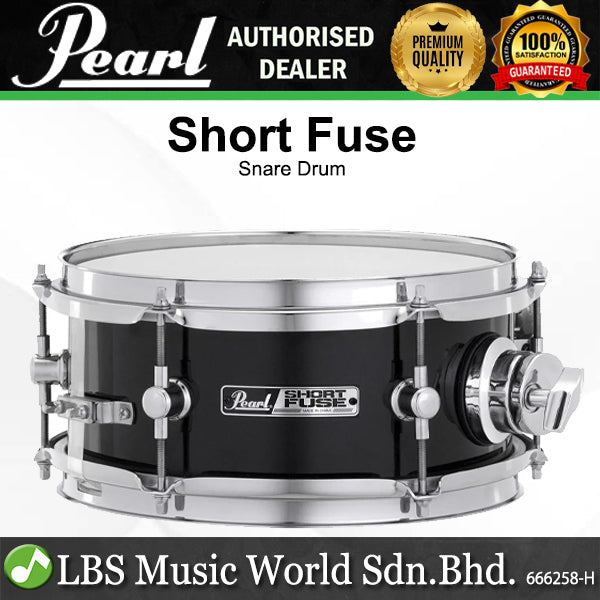 Pearl SFS10/C 10 x 4.5 Inch Short Fuse Snare Drum with Mount - Jet Black (SFS10C31)