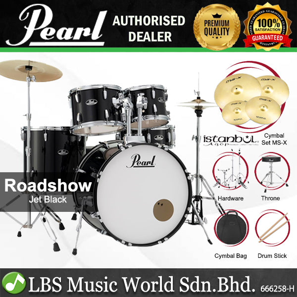 Pearl RS525SB/C Roadshow 5 Pieces Drum Set with Istanbul Agop MS-X Cymbals Set (RS525SB Roadshow)
