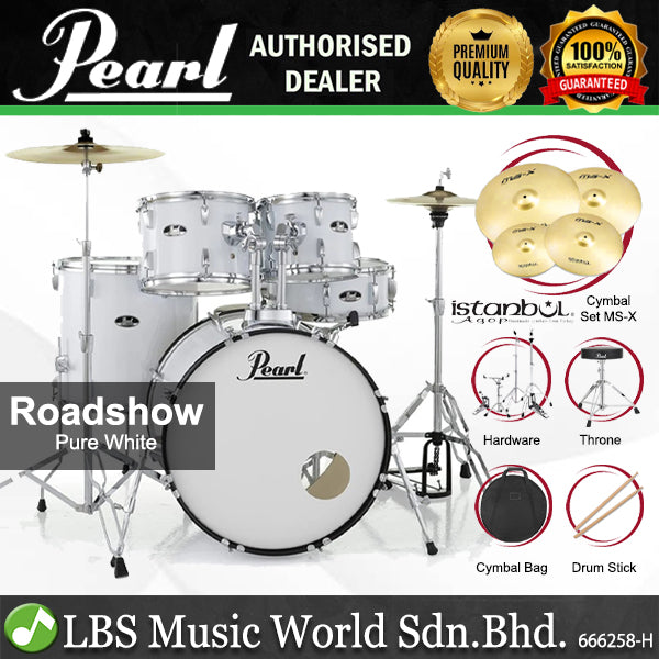 Pearl RS525SB/C Roadshow 5 Pieces Drum Set with Istanbul Agop MS-X Cymbals Set (RS525SB Roadshow)