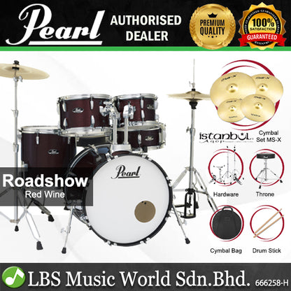 Pearl RS525SB/C Roadshow 5 Pieces Drum Set with Istanbul Agop MS-X Cymbals Set (RS525SB Roadshow)