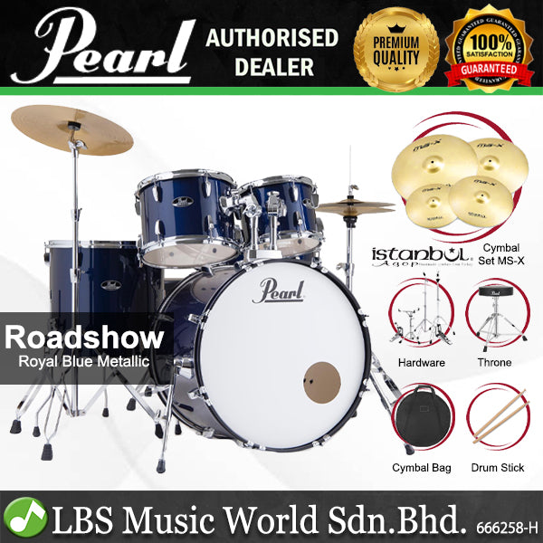 Pearl RS525SB/C Roadshow 5 Pieces Drum Set with Istanbul Agop MS-X Cymbals Set (RS525SB Roadshow)