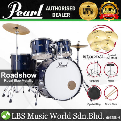 Pearl RS525SB/C Roadshow 5 Pieces Drum Set with Istanbul Agop MS-X Cymbals Set (RS525SB Roadshow)