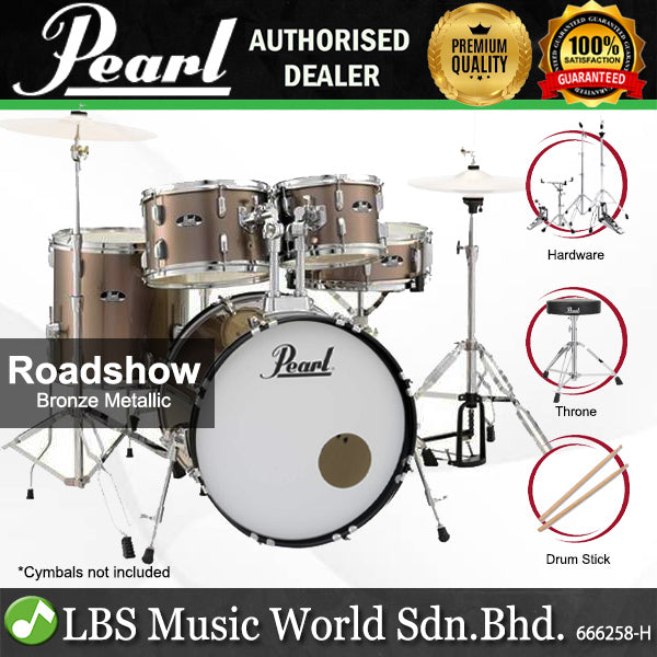 Pearl RS525SB/C Roadshow 5 Pieces Drum Set with Throne and Hardware (RS525SB Roadshow)