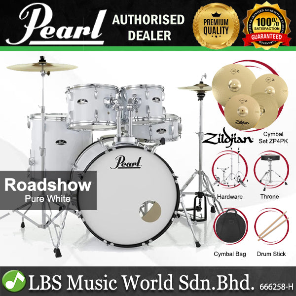 Pearl RS525SB/C Roadshow 5 Pieces Drum Set with Zidjian ZP4PK Cymbal Set (RS525SB Roadshow)