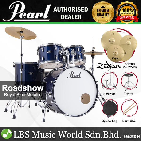 Pearl RS525SB/C Roadshow 5 Pieces Drum Set with Zidjian ZP4PK Cymbal Set (RS525SB Roadshow)