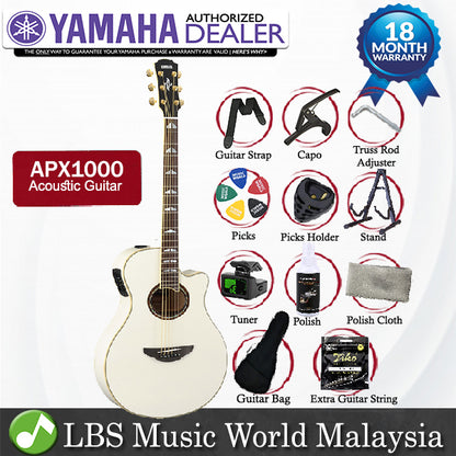 Yamaha APX1000 41" Solid Spruce Top Acoustic Electric Guitar With Pickup Pearl White (APX 1000)