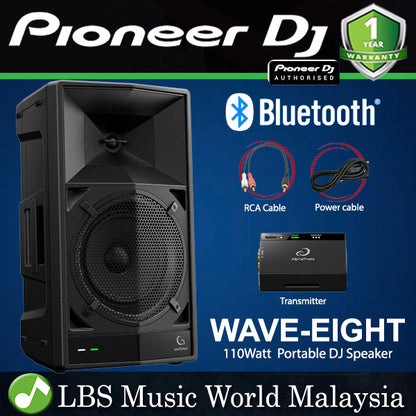 Pioneer DJ WAVE-EIGHT AlphaTheta 8 Inch Bluetooth Portable DJ Speaker with SonicLink (WAVE EIGHT)