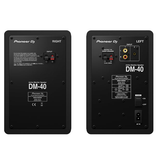 Pioneer DJ DM-40 21Watt 4 Inch Two Way Active Desktop Monitor System Speaker Pair - Black (DM40 DM 40)