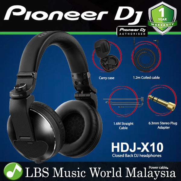 Pioneer DJ HDJ-X10 Closed Back Dynamic Flagship Over Ear Professional DJ headphones with Carry Case - Black (HDJX10 HDJ X10)