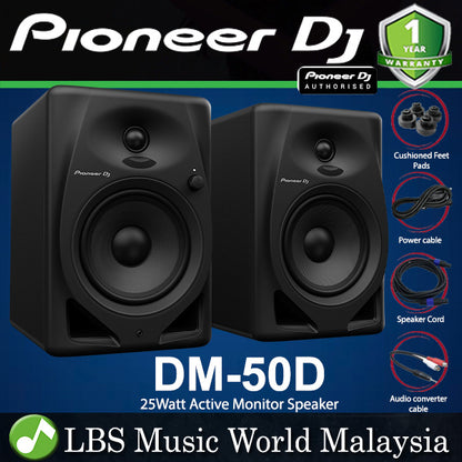 Pioneer DJ DM-50D 25 Watt 5 Inch Bass Reflex Active Desktop Monitor Speakers (DM50D)