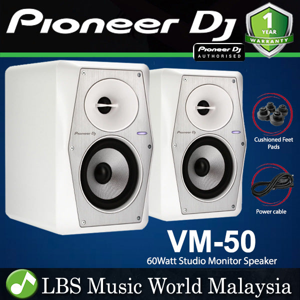 Pioneer DJ VM-50 5.25 Inch Powered Active Studio Monitor Speaker Pair - White (VM50 VM 50)