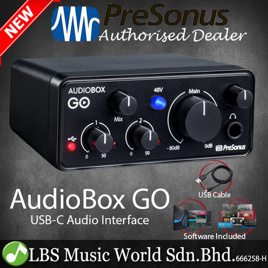 PreSonus AudioBox Go 2x2 USB C Audio Interface with Recording Software