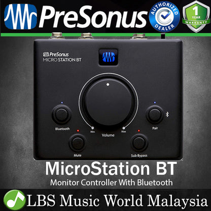 Presonus Microstation BT 2.1 Monitor Controller With Bluetooth, Volume Knob, and Mute Sub Bypass Button (Micro Station)