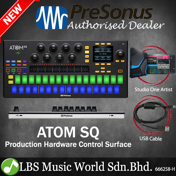 PreSonus ATOM SQ Keyboard Pad Hybrid MIDI Performance and Production Controller with DAW Software (AtomSQ)
