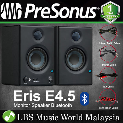 PreSonus Eris E4.5 BT 4.5 Inch Powered Studio Monitor Speaker with Bluetooth (E4.5BT E4.5 E 4.5)