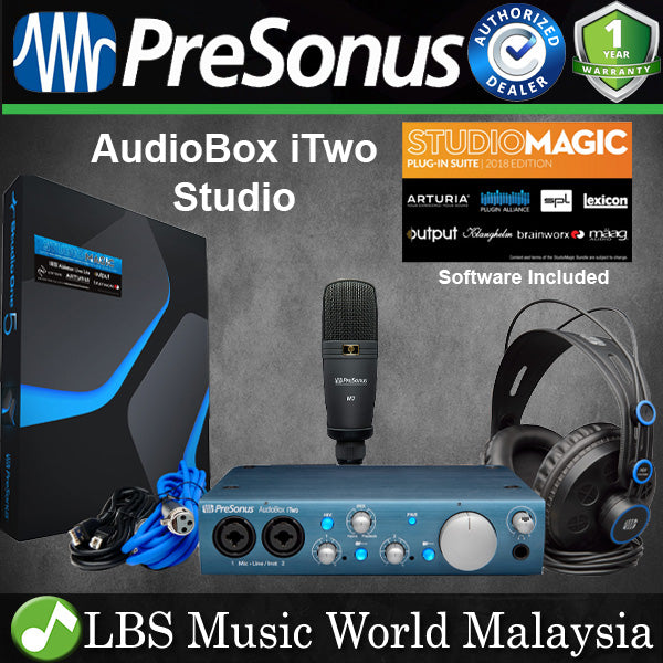 PreSonus AudioBox iTwo Studio 2x2 USB iPad Recording System Audio Interface with Software (Audio Box)