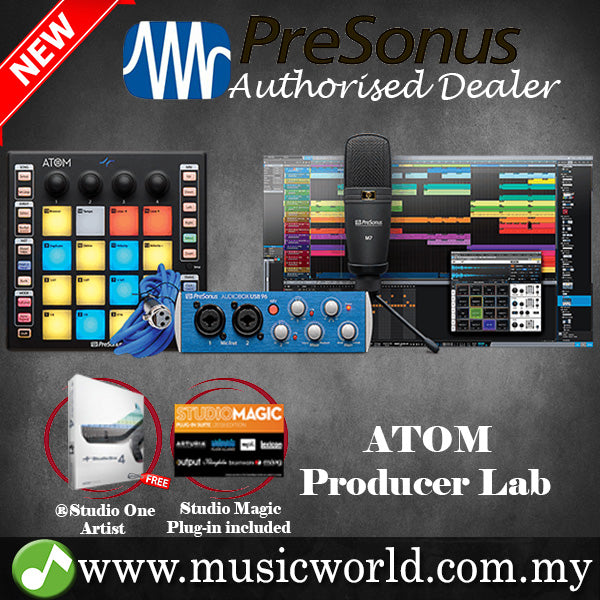 PreSonus ATOM Pad Producer Lab With Atom Pad Midi Controller, AudioBox USB 96 Audio Interface, M7 Condenser Microphone