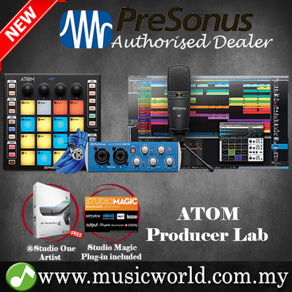PreSonus ATOM Pad Producer Lab With Atom Pad Midi Controller, AudioBox USB 96 Audio Interface, M7 Condenser Microphone