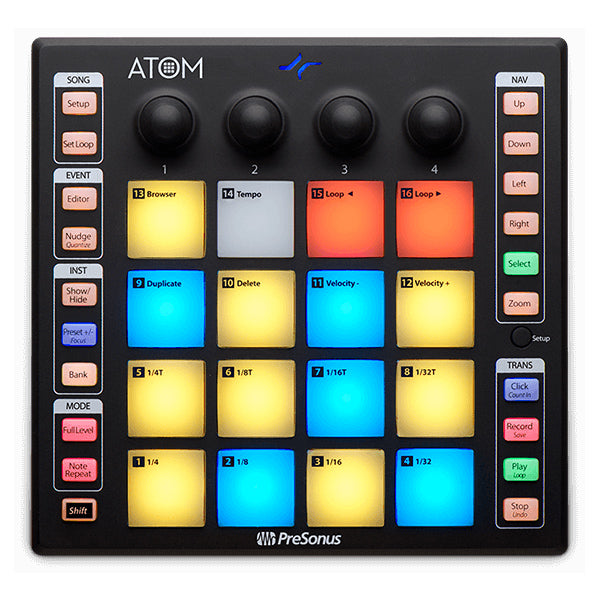 PreSonus ATOM Pad Midi Controller 16 Pressure Sensitive Pads USB 2.0 Connectivity For Mac and PC