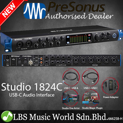 Presonus Studio 1824c USB C 18X18 Audio Interface with Studio One Artist Software (Studio1824c Studio 1824 C)