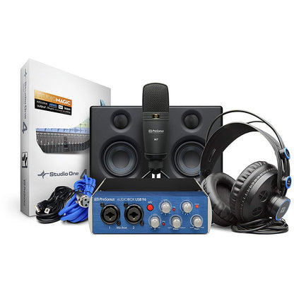 PreSonus AudioBox 96 Studio Ultimate Bundle Complete Hardware & Software Recording Kit with Studio Monitor Speaker