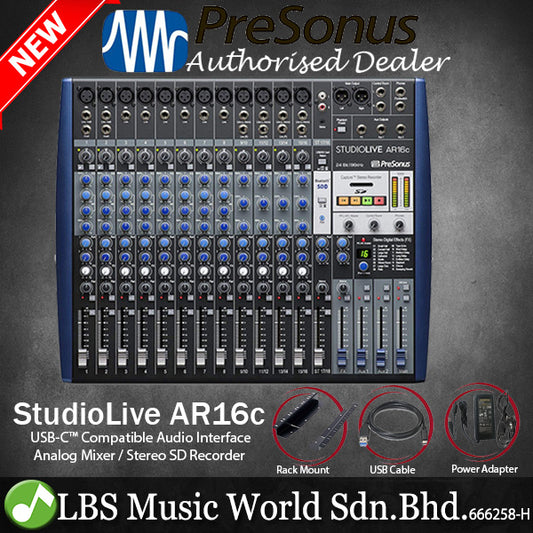 PreSonus StudioLive AR16c 16 Channel Analog Mixer and Audio Interface with Effect with Bluetooth (Studio Live AR16 C)