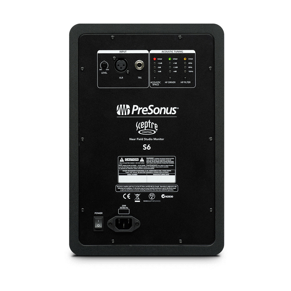 PreSonus Sceptre S6 6" Professional Powered Studio Monitor Speaker Cabinet with Coaxial Alignment and DSP Processing (S 6)