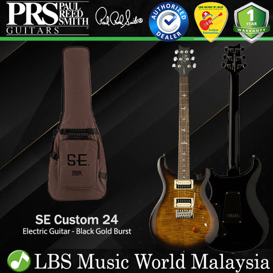 PRS SE Custom 24 Solidbody Electric Guitar HH Pickups With Tremolo and Bag - Black Gold Burst