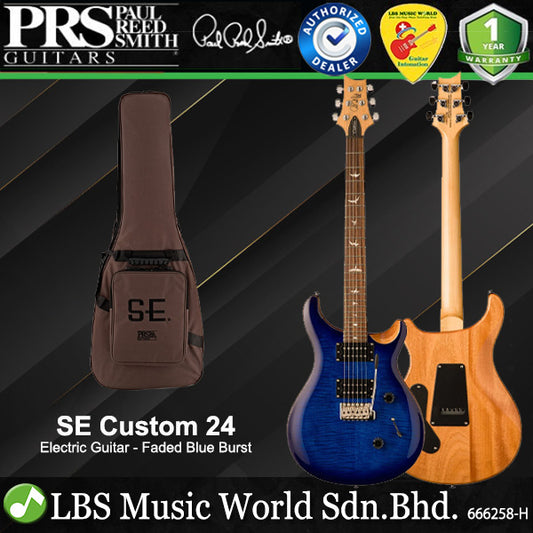 PRS SE Custom 24 Solidbody Electric Guitar HH Pickups With Tremolo and Bag - Charcoal Burst - Faded Blue Burst