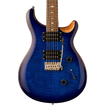 PRS SE Custom 24 Solidbody Electric Guitar HH Pickups With Tremolo and Bag - Charcoal Burst - Faded Blue Burst