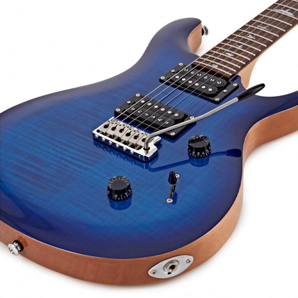PRS SE Custom 24 Solidbody Electric Guitar HH Pickups With Tremolo and Bag - Charcoal Burst - Faded Blue Burst