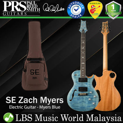 PRS SE Zach Myers Semi Hollow Electric Guitar HH Pickups With Bag - Myers Blue