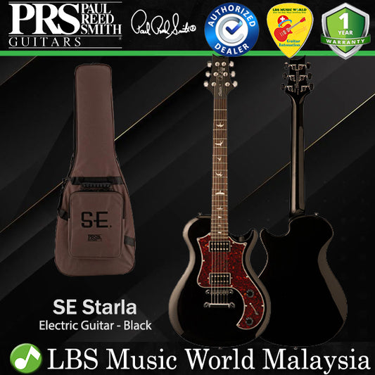 PRS SE Starla Stoptail Solid Electric Guitar Rosewood Fretboard HH Pickup with Bag - Black with Tortoise Pickguard