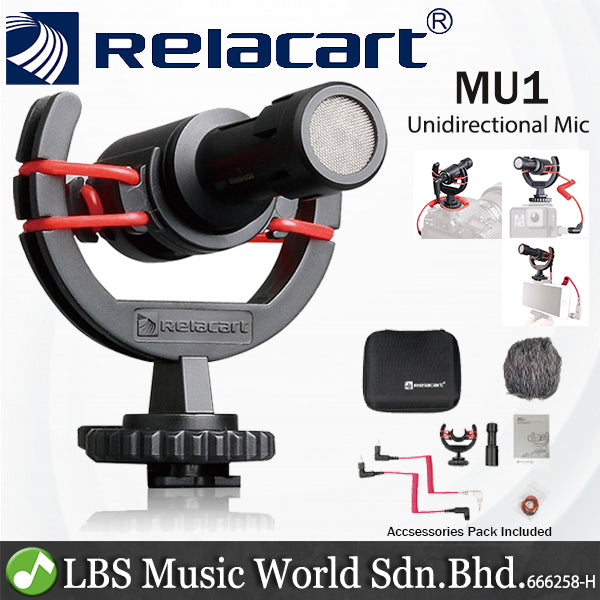 Relacart MU1 Mic Unidirectional Photography Recording Interview Microphone for Phone or Action Camera