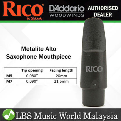 Rico Metalite Alto Saxophone Mouthpiece for Jazz Sax Mouth Piece - M5 M7
