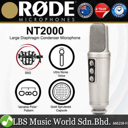 Rode NT2000 Large Diaphragm Studio Omnidirectional Mic Cardioid Condenser Microphone (NT 2000)