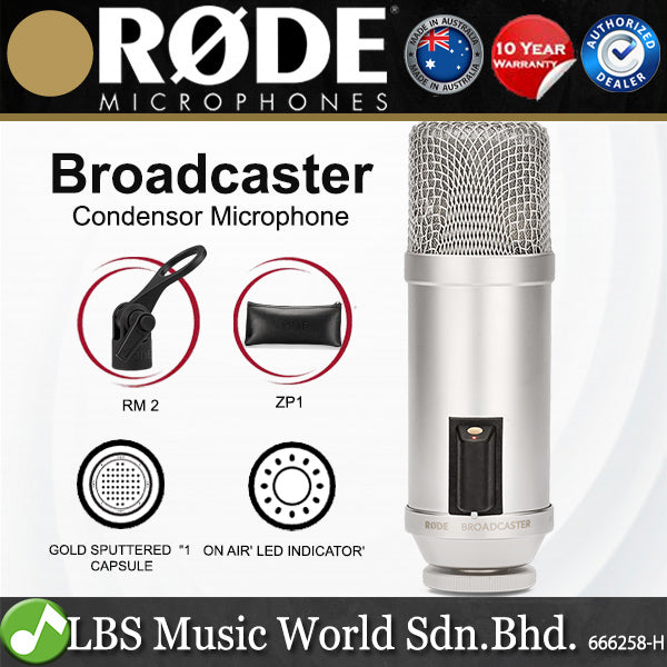 Rode Broadcaster Large Diaphragm Condenser Microphone with Internal Mic Pop Filter