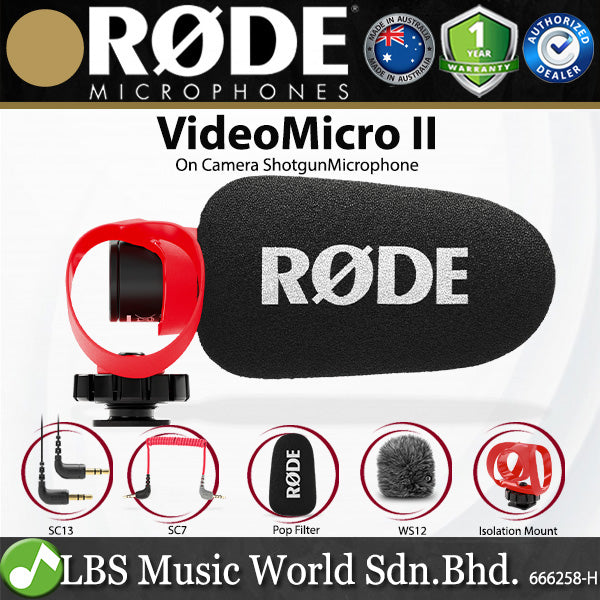 Rode VideoMicro II On Camera Shotgun Mic Supercardioid Condenser Microphone (Video Micro)