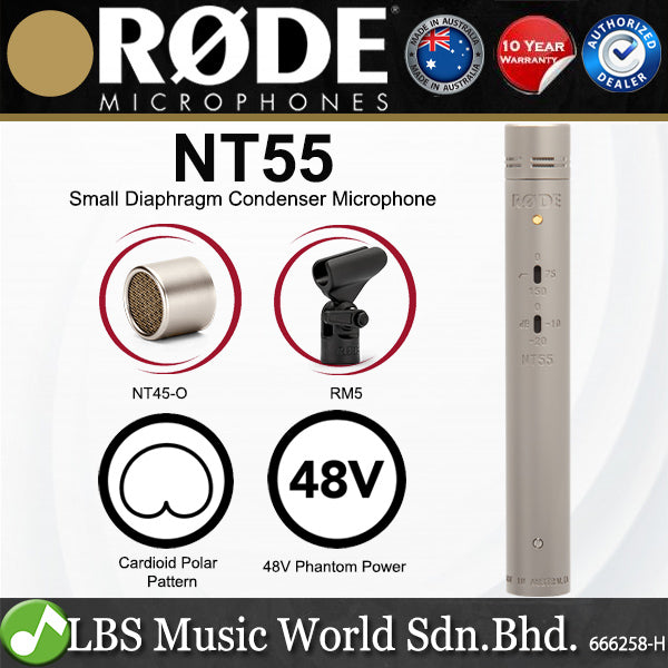 Rode NT55 Small Diaphragm Cardioid Condenser Microphone with Omnidirectional Mic Capsule (NT 55)