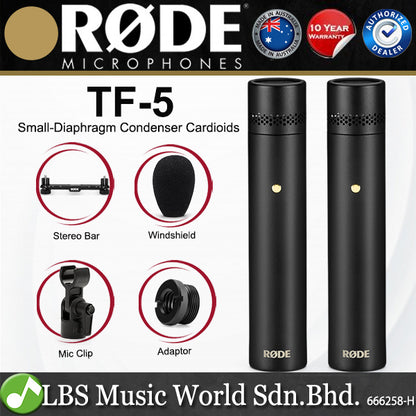 Rode TF-5 Small Diaphragm Mic Cardioid Condenser Microphone with Recording Kit - Pair (TF5)