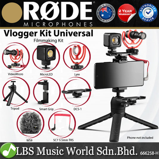 Rode Vlogger Kit Universal Filmmaking VideoMic Microphone For Mobile Phone With 3.5mm, USB-C Or iOS Mic Edition