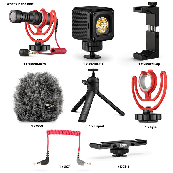 Rode Vlogger Kit Universal Filmmaking VideoMic Microphone For Mobile Phone With 3.5mm, USB-C Or iOS Mic Edition
