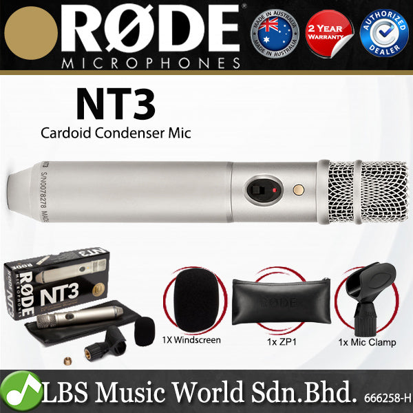 Rode NT3 3/4" Medium Diaphragm Mic Cardioid Condenser Microphone (NT 3)